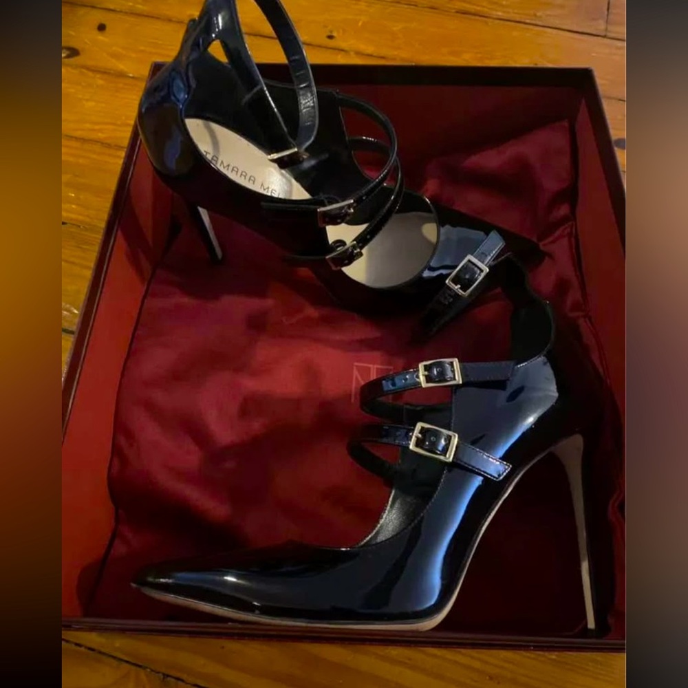 Tamara Mellon Pistol 105 - Black Patent IT 40/US 9